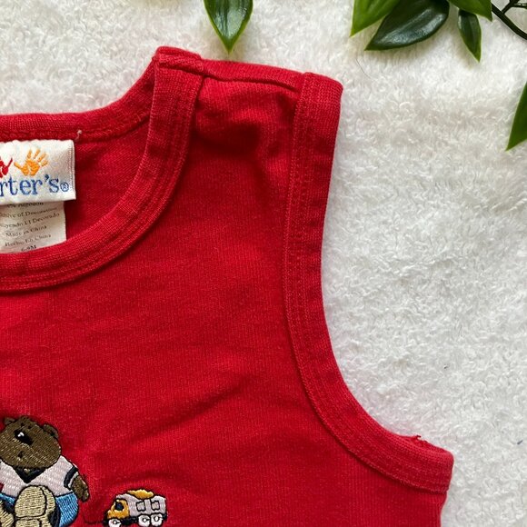 Carter’s Classic Red Baby Romper 6-9M | Sleeveless Bear & Truck Embroidery VGUC - Picture 5 of 15